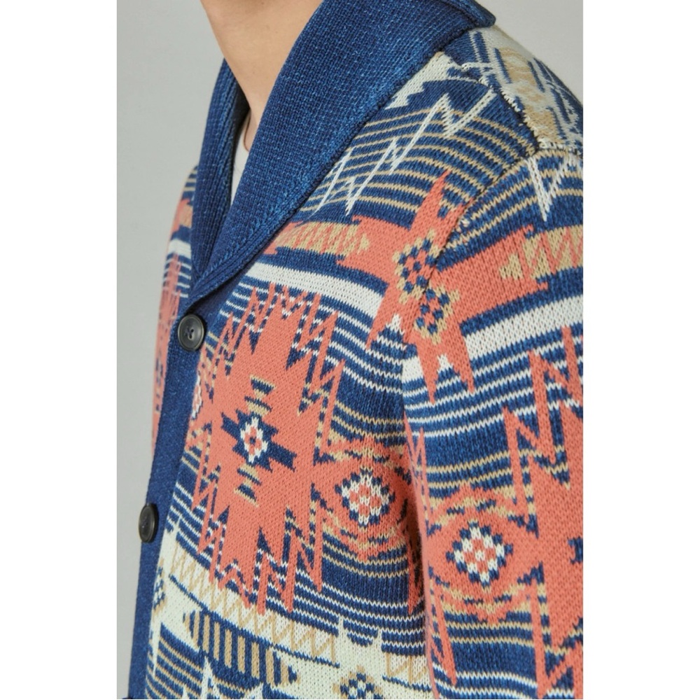 Lucky Brand Southwestern Shawl Cardigan Sweater Mens XXL 100% Cotton Western - Picture 2 of 13